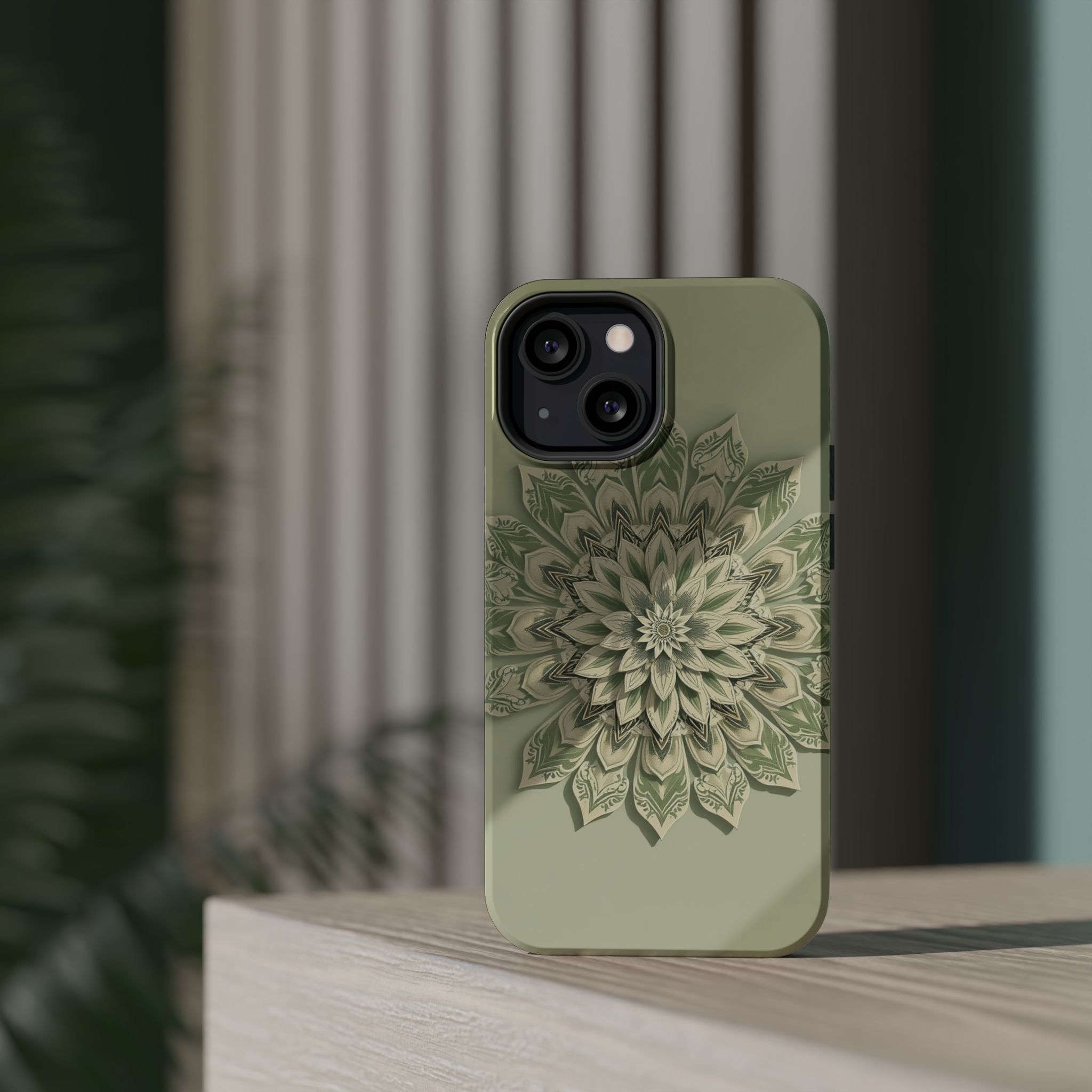 iPhone Sage And Ivory Floral Mandala Slim Everyday Designer Case · iPhone Case