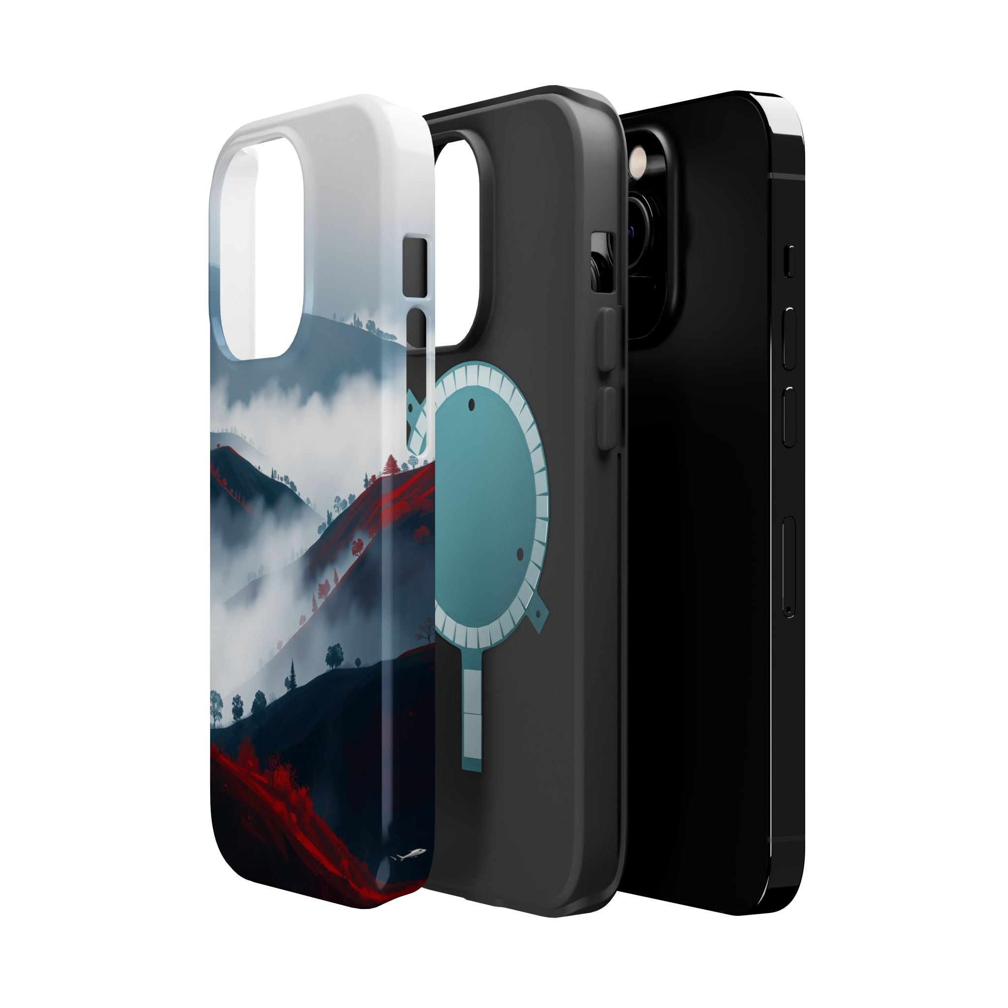 iPhone Black And Crimson Fog Rolling Over Hills Soft iPhone Finish · iPhone Case