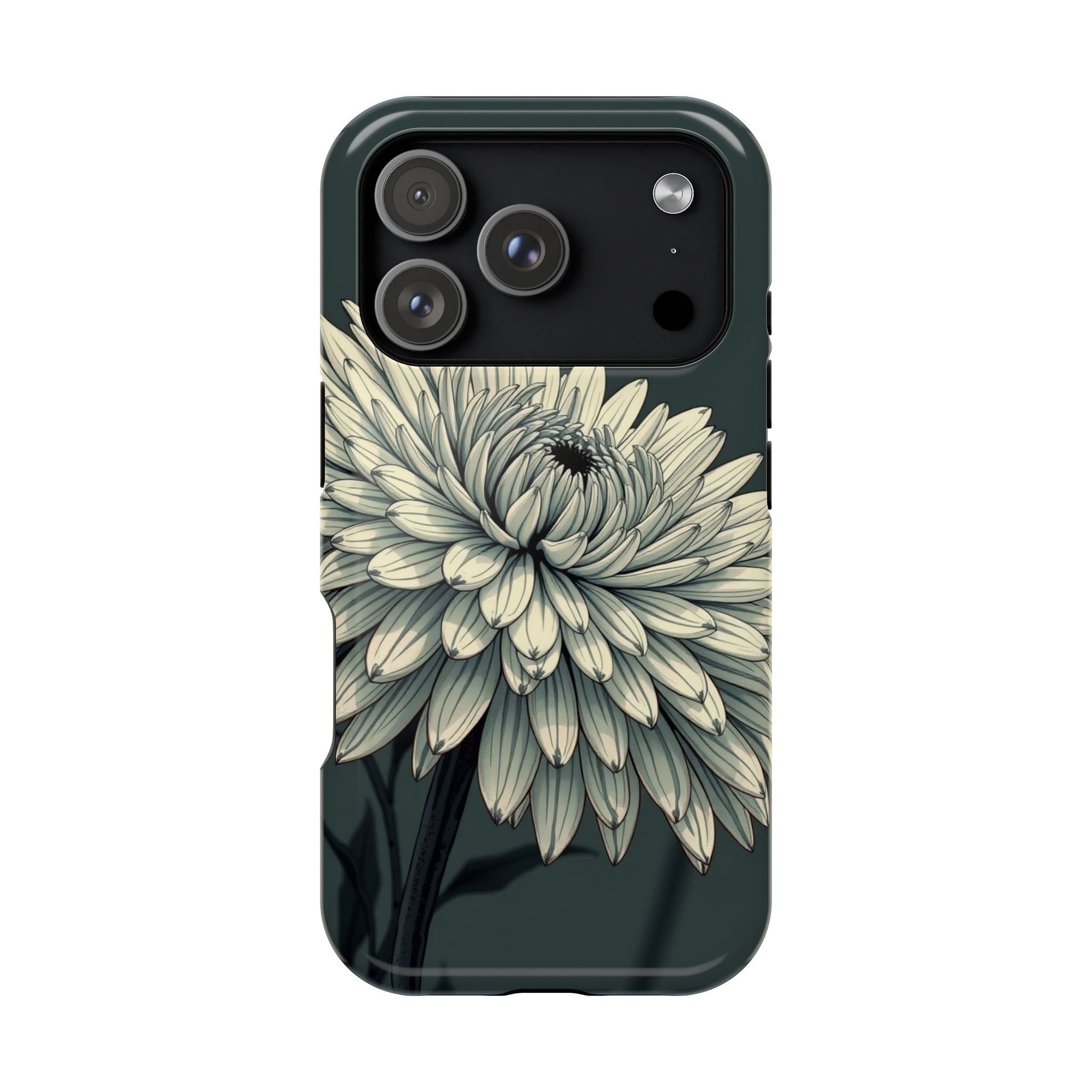 iPhone Chrysanthemum Classic Dark Gothic Ink Carry Case Slim Snap Case · iPhone