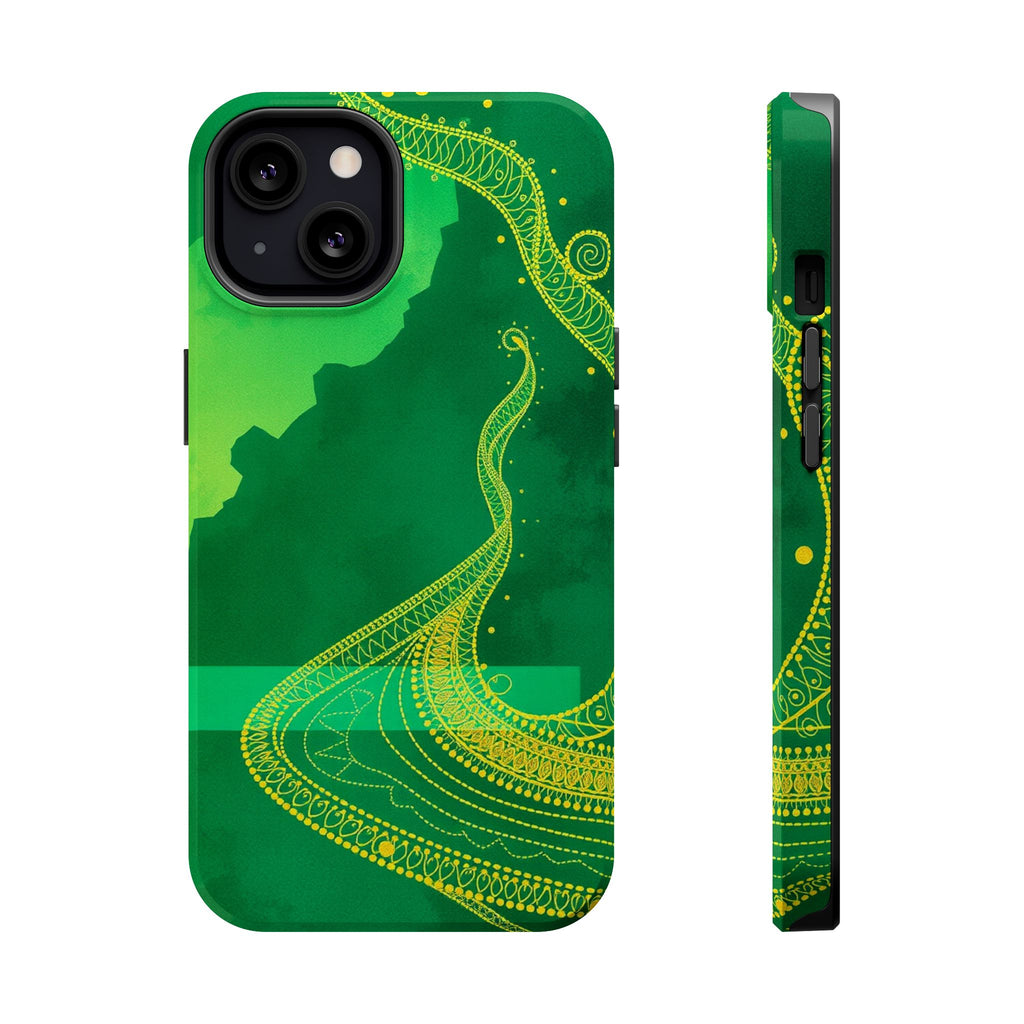 iPhone Emerald Green And Gold Zentangle Flow Slim iPhone Everyday · iPhone Case