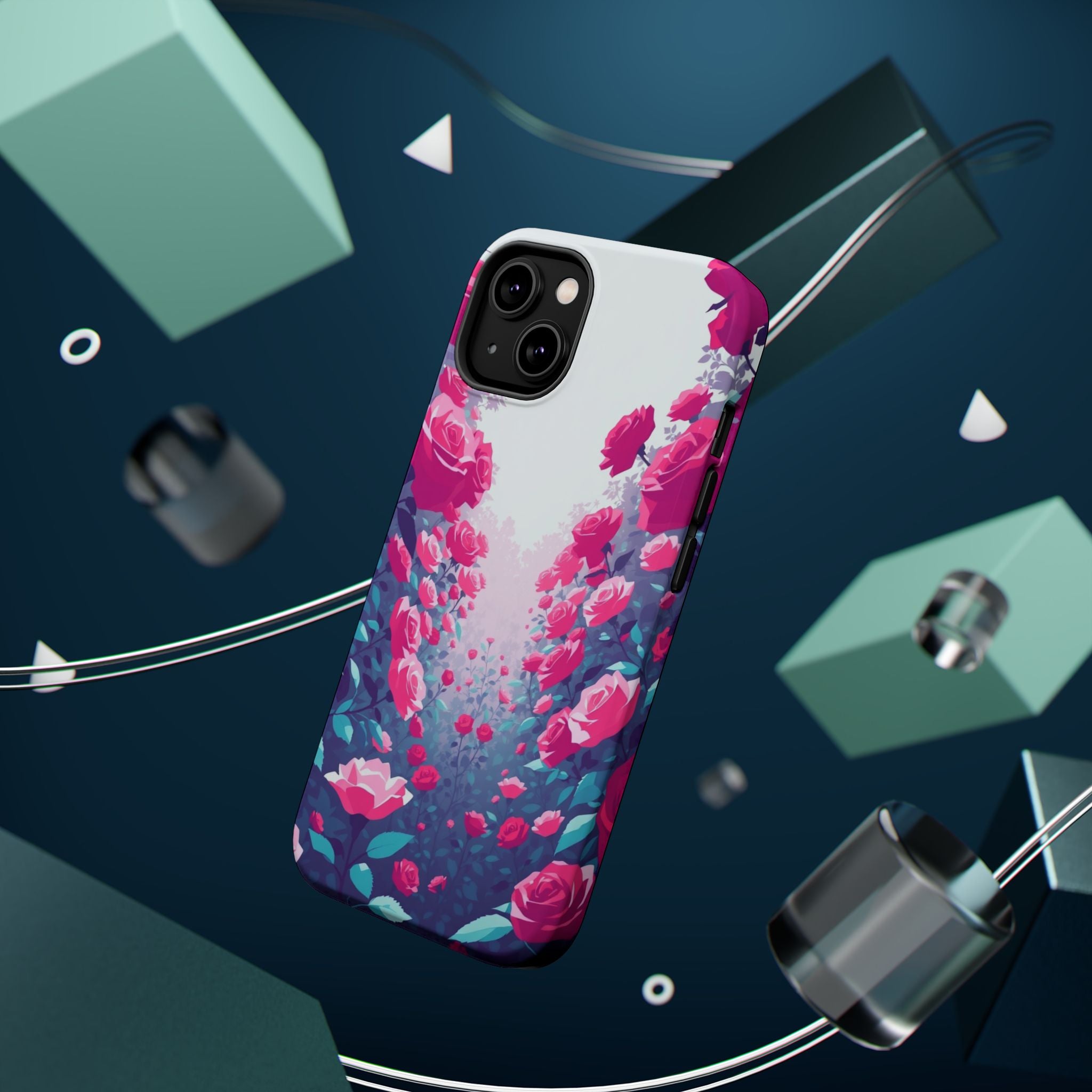 iPhone Cyan And Magenta Rose Garden Slim Everyday Designer Case · iPhone Case