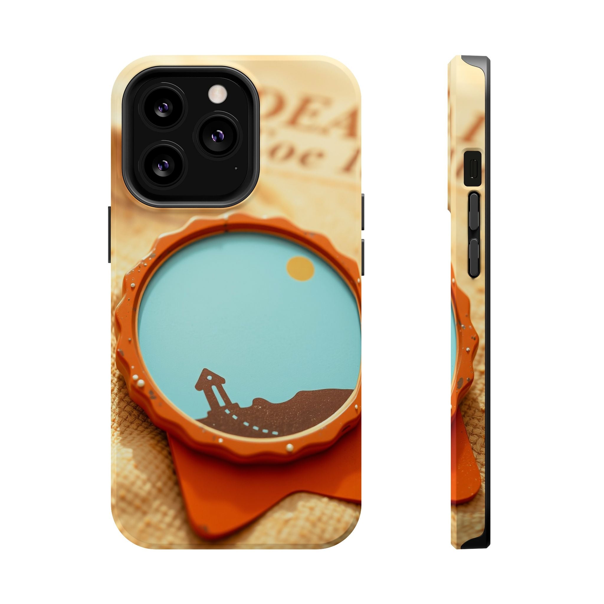 iPhone Burnt Orange And Sand Retro Travel Badge Soft Finish Everyday Case · iPho