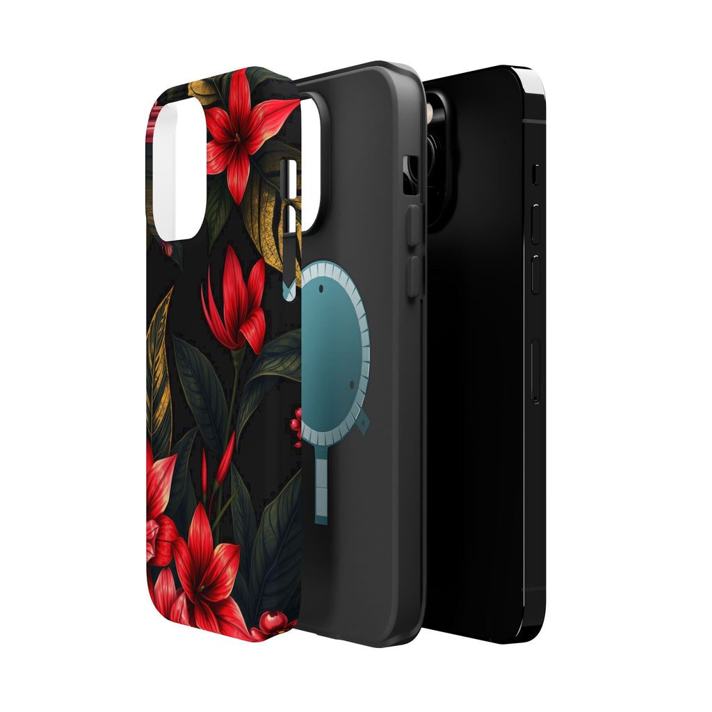 iPhone Black And Crimson Jungle Floral Slim Everyday Designer Case · iPhone Case