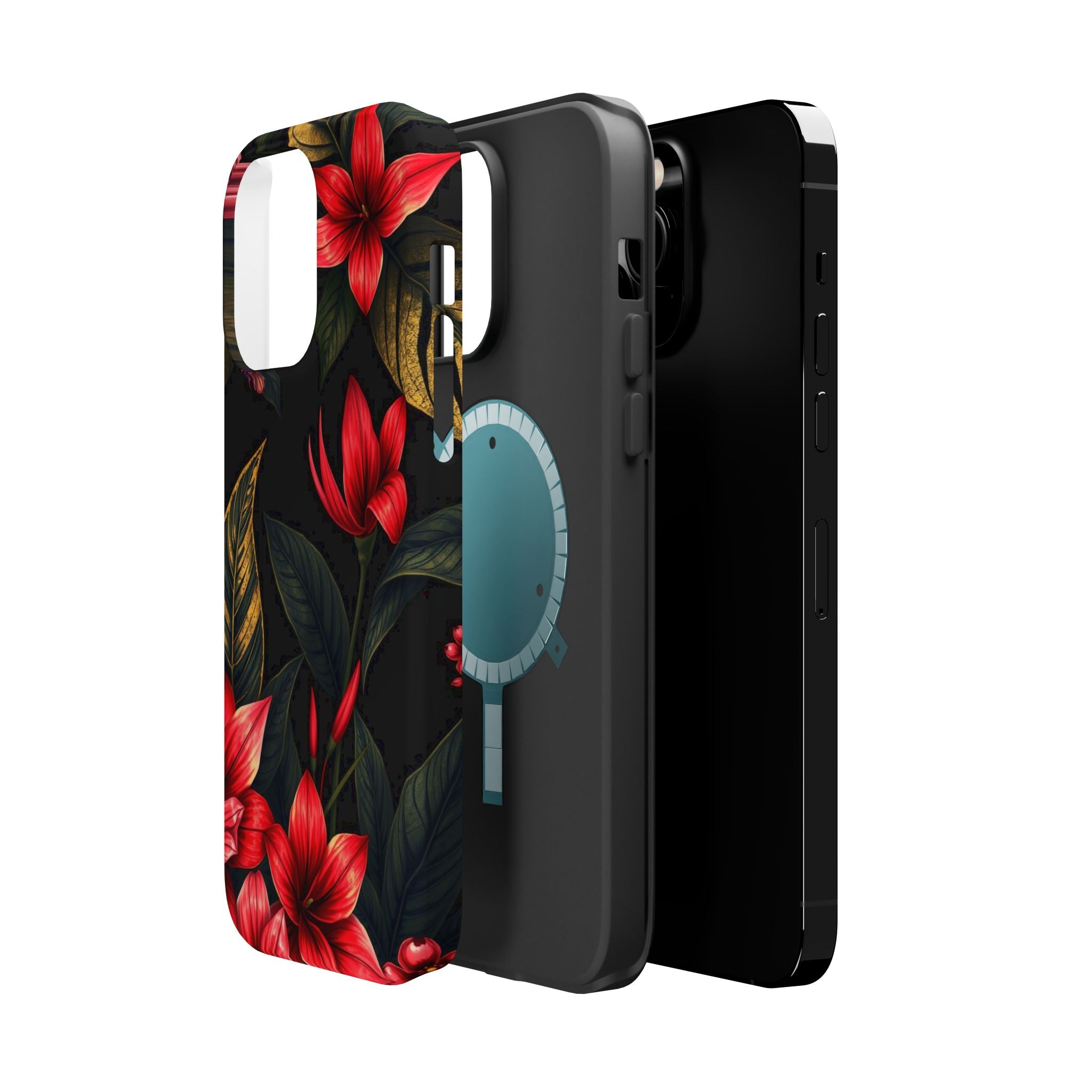 iPhone Black And Crimson Jungle Floral Slim Everyday Designer Case · iPhone Case