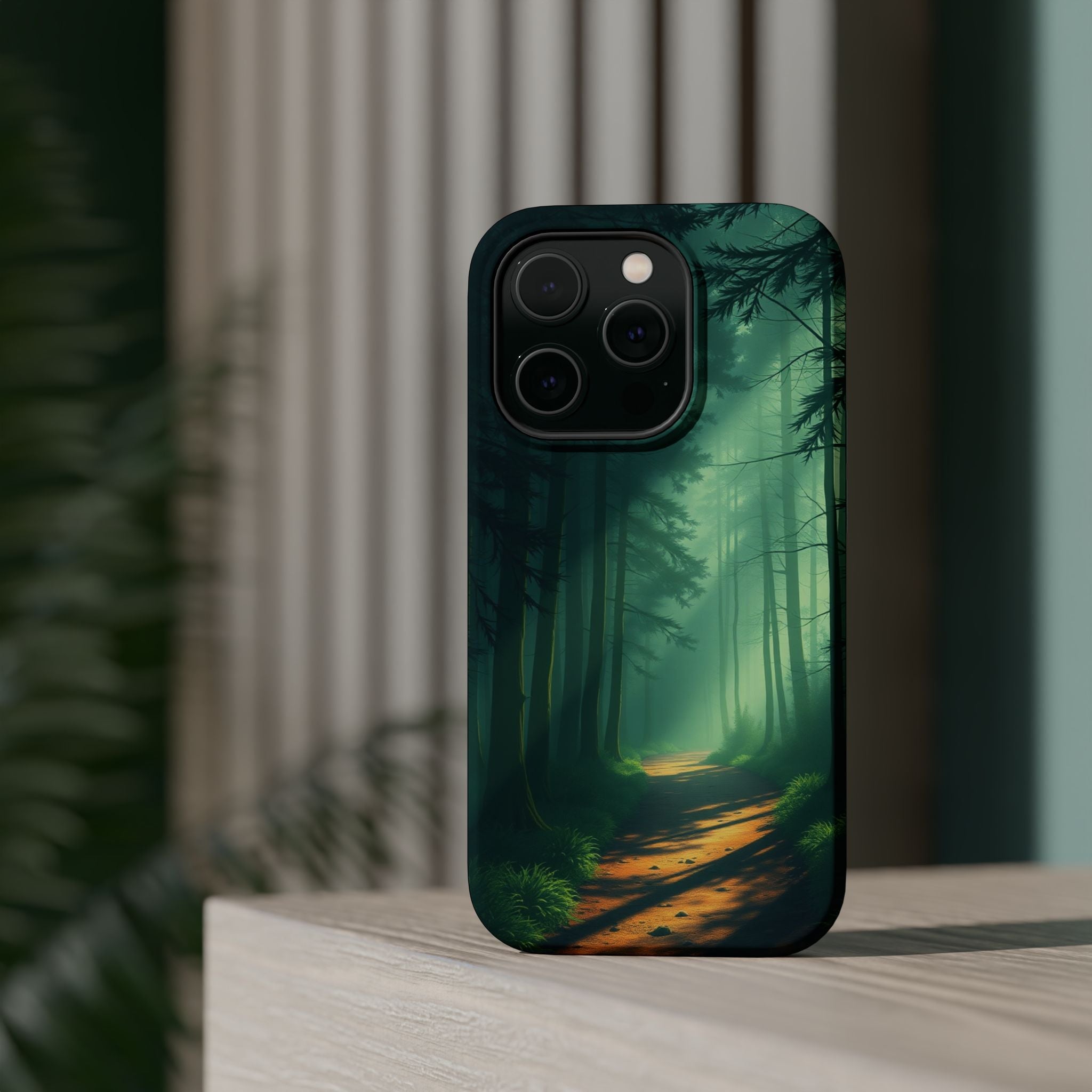iPhone Emerald Green And Gold Misty Forest Path Soft iPhone Finish · iPhone Case