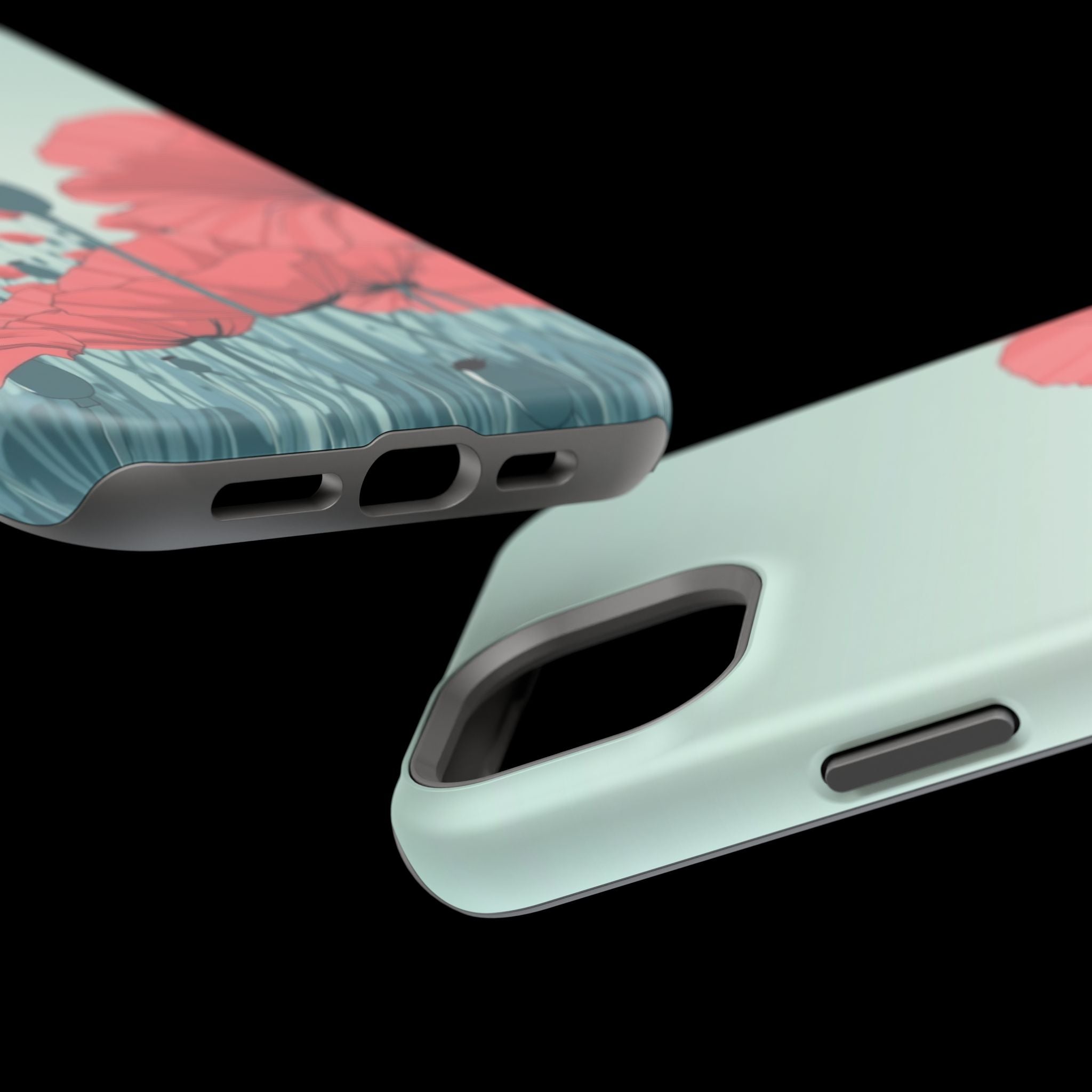 iPhone Mint And Blush Poppy Field Bold Modern Everyday Snap Case · iPhone Case