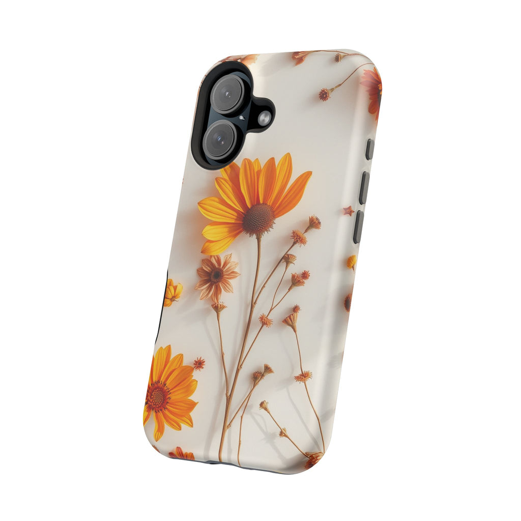 iPhone Mustard And Rust Dried Flower Flat Lay Carry Case Slim Snap Case · iPhone