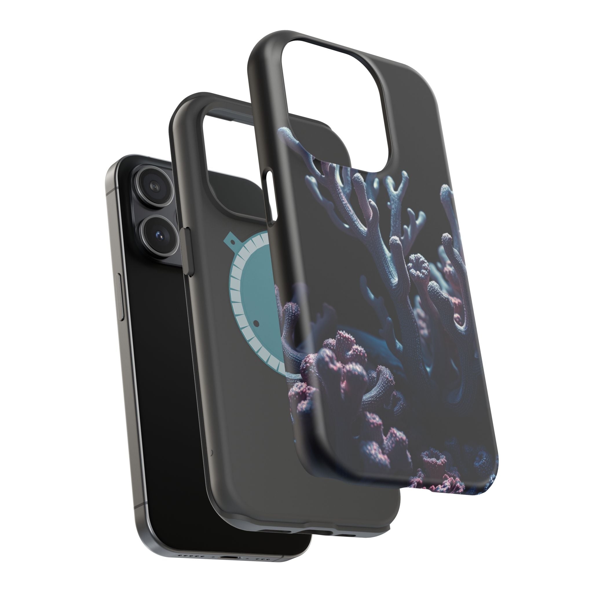 iPhone Midnight Blue And Silver Coral Reef Life Soft iPhone Finish · iPhone Case