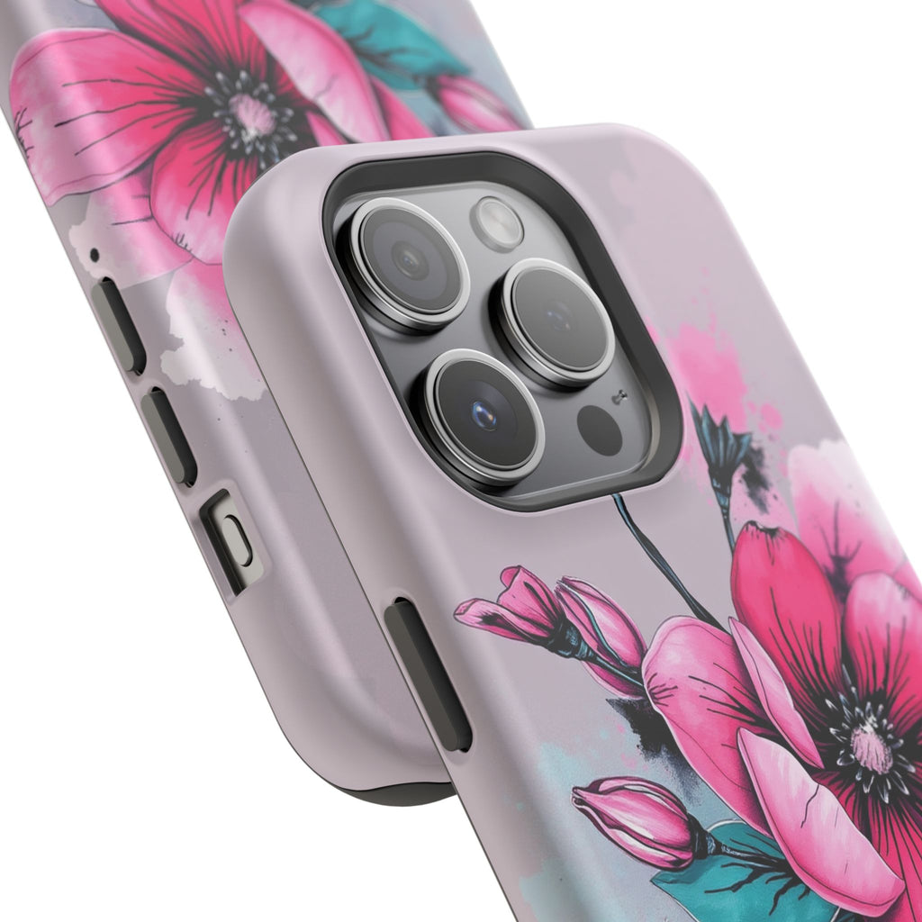 iPhone Mint And Blush Floral Ink Wash Slim Everyday Designer Case · iPhone Case