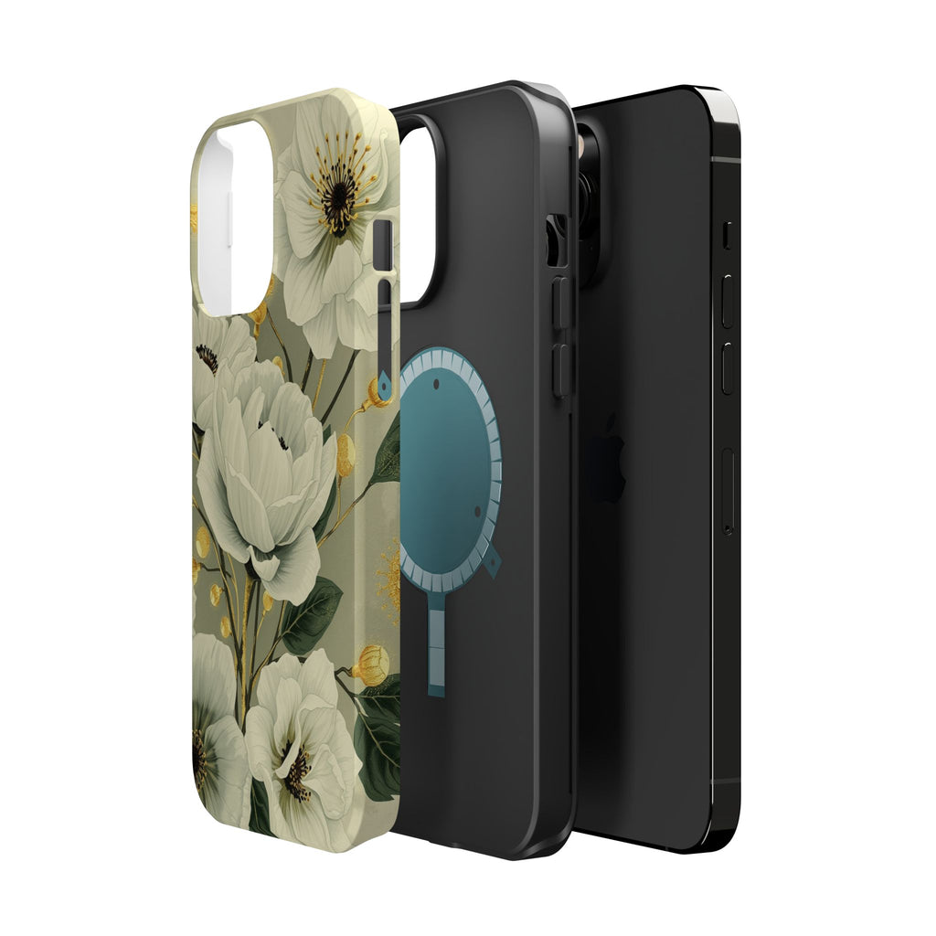 iPhone Sage And Ivory Floral Ink Wash Slim Everyday iPhone 14 Designer · iPhone