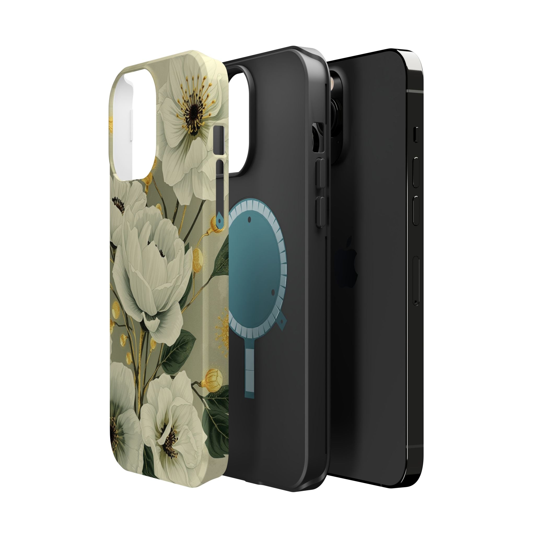 iPhone Sage And Ivory Floral Ink Wash Slim Everyday iPhone 14 Designer · iPhone