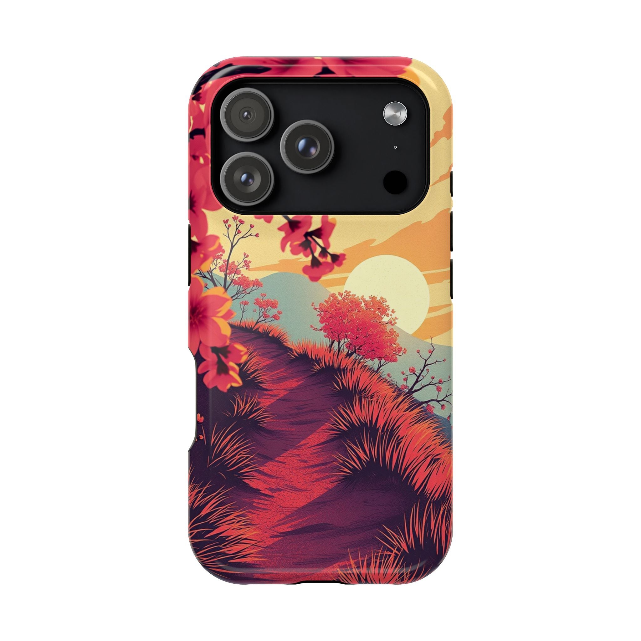 iPhone Sunset Amber And Peach Blossom Trail Soft iPhone 15 Finish · iPhone Case