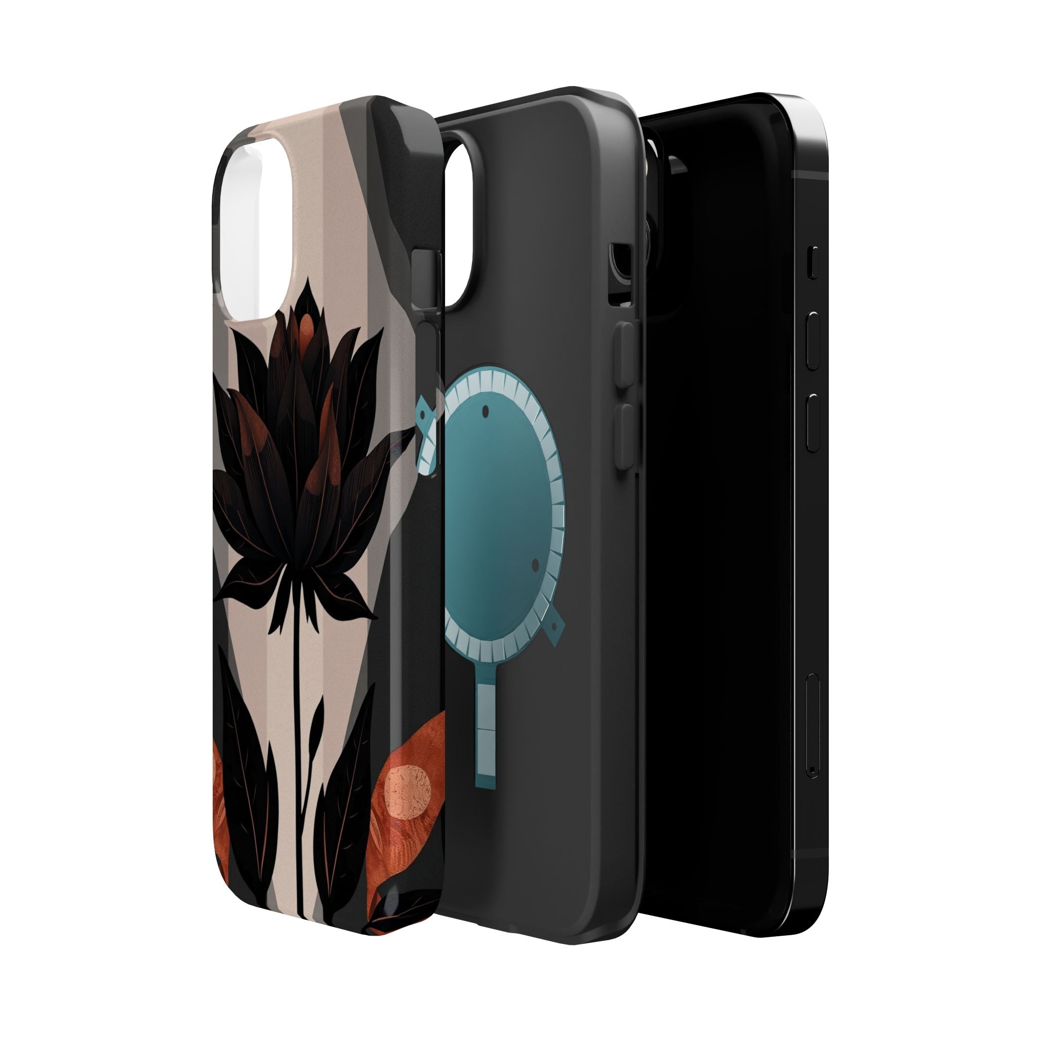 iPhone Charcoal And Copper Floral Silhouette Slim iPhone Everyday · iPhone Case