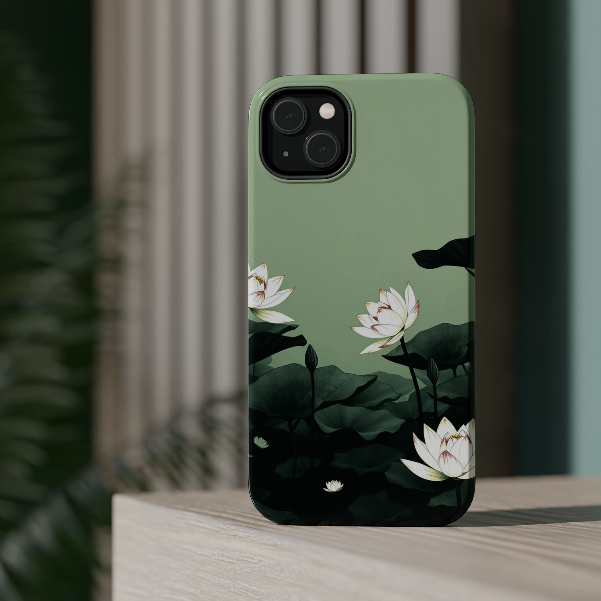 iPhone Sage And Ivory Lotus Pond Bold Modern Everyday Snap Case · iPhone Case