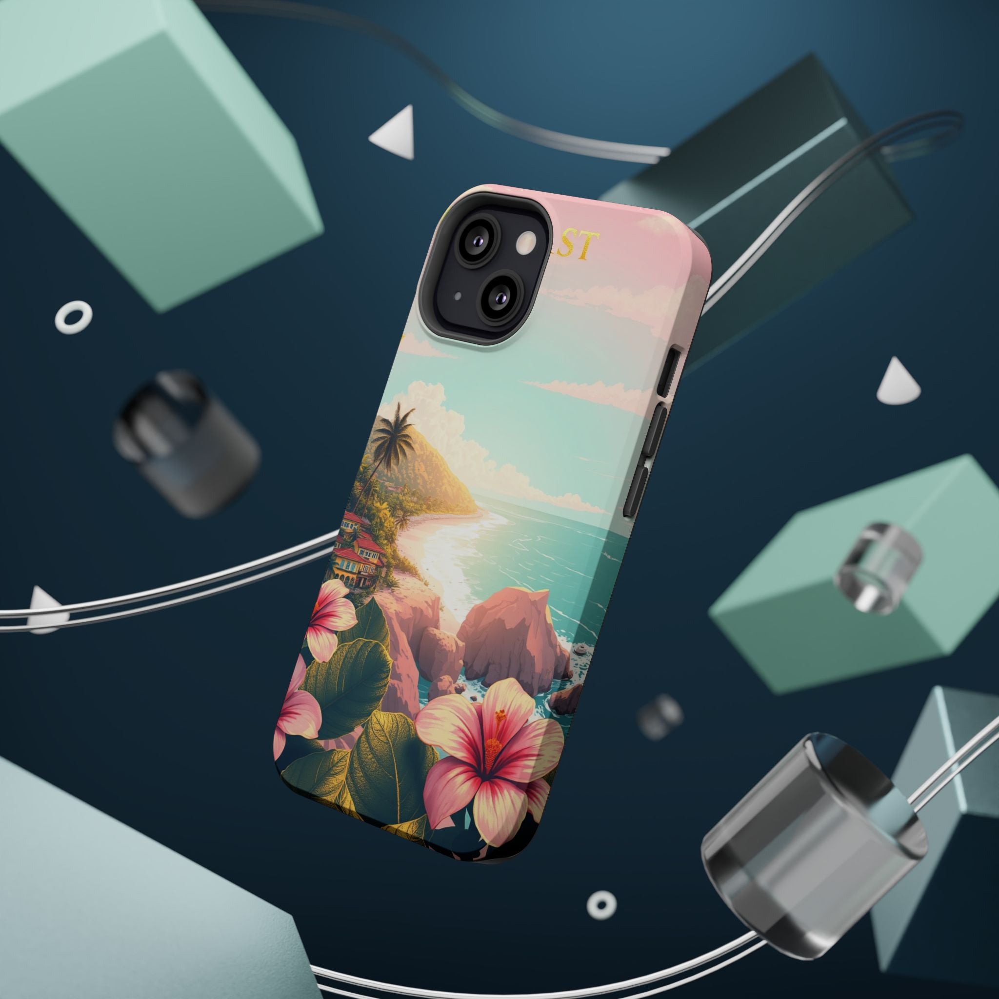 iPhone Mint And Blush Hibiscus Coast Slim Everyday iPhone 14 Designer · iPhone C