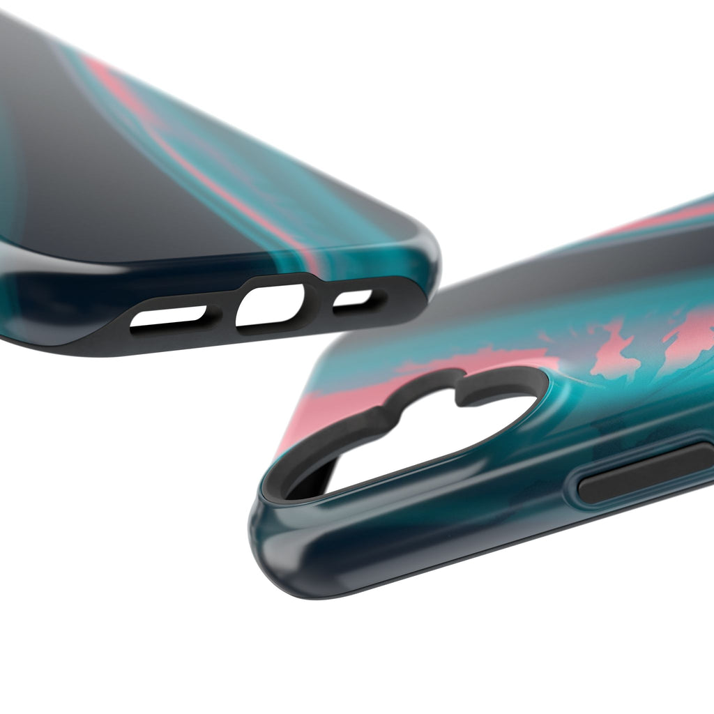 iPhone Teal And Coral Aurora Plasma Slim Everyday Designer Case · iPhone Case