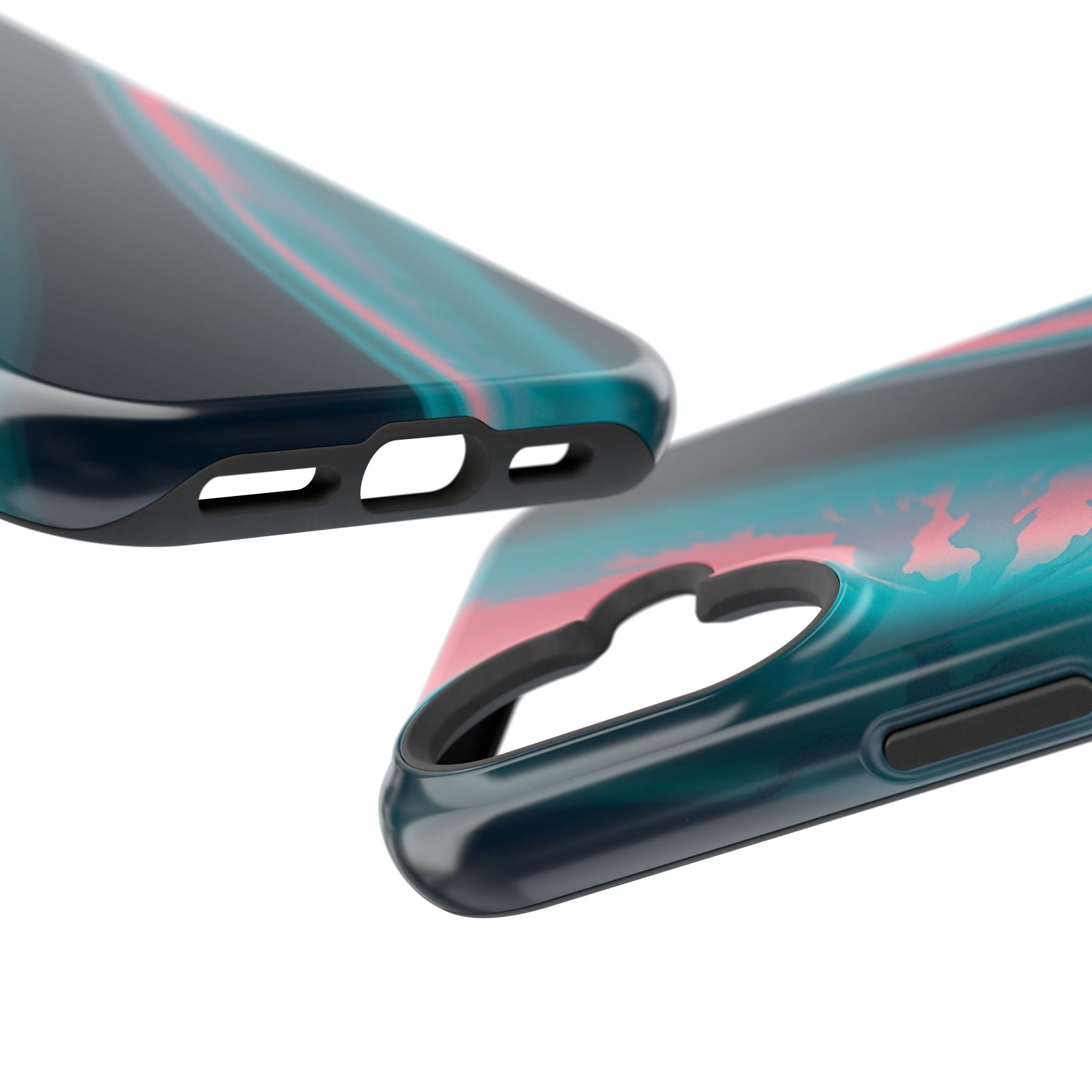 iPhone Teal And Coral Aurora Plasma Slim Everyday Designer Case · iPhone Case