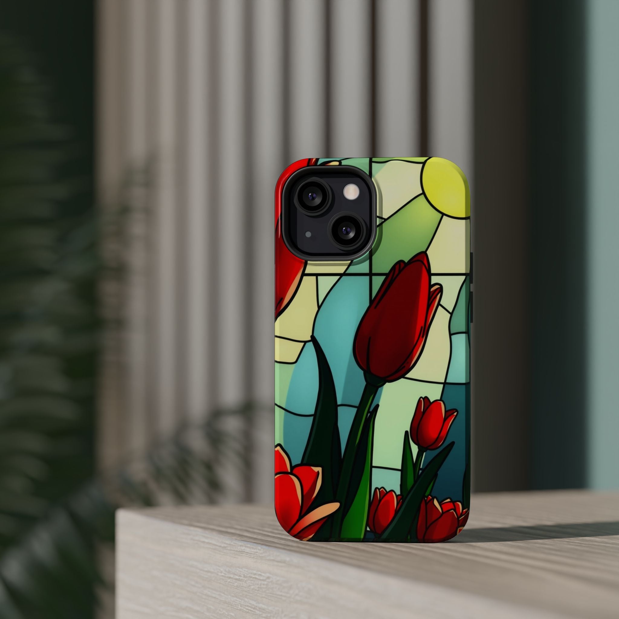 iPhone Tulip Row Stained Glass Slim Everyday Designer Case · iPhone Case