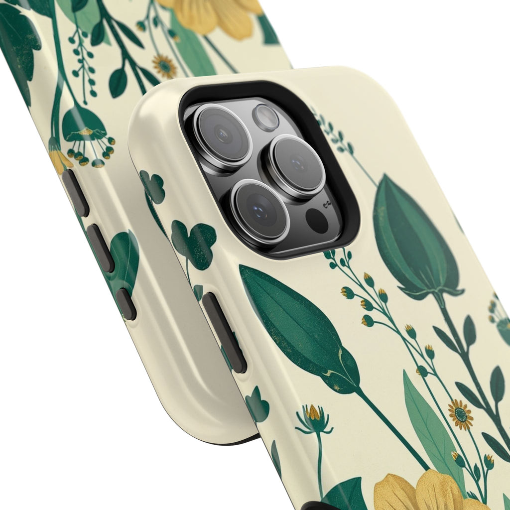 iPhone Emerald Green And Gold Pressed Botanicals Clean iPhone Minimal · iPhone C