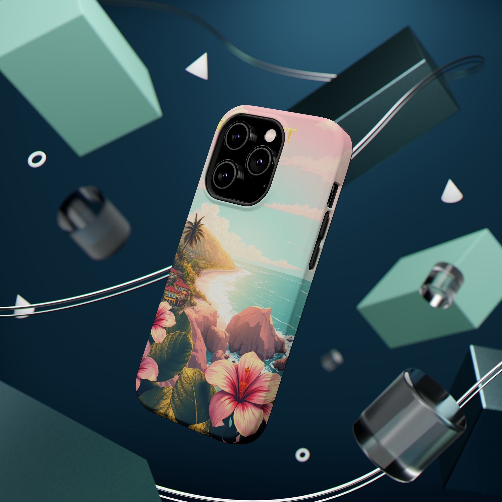 iPhone Mint And Blush Hibiscus Coast Slim Everyday iPhone 14 Designer · iPhone C