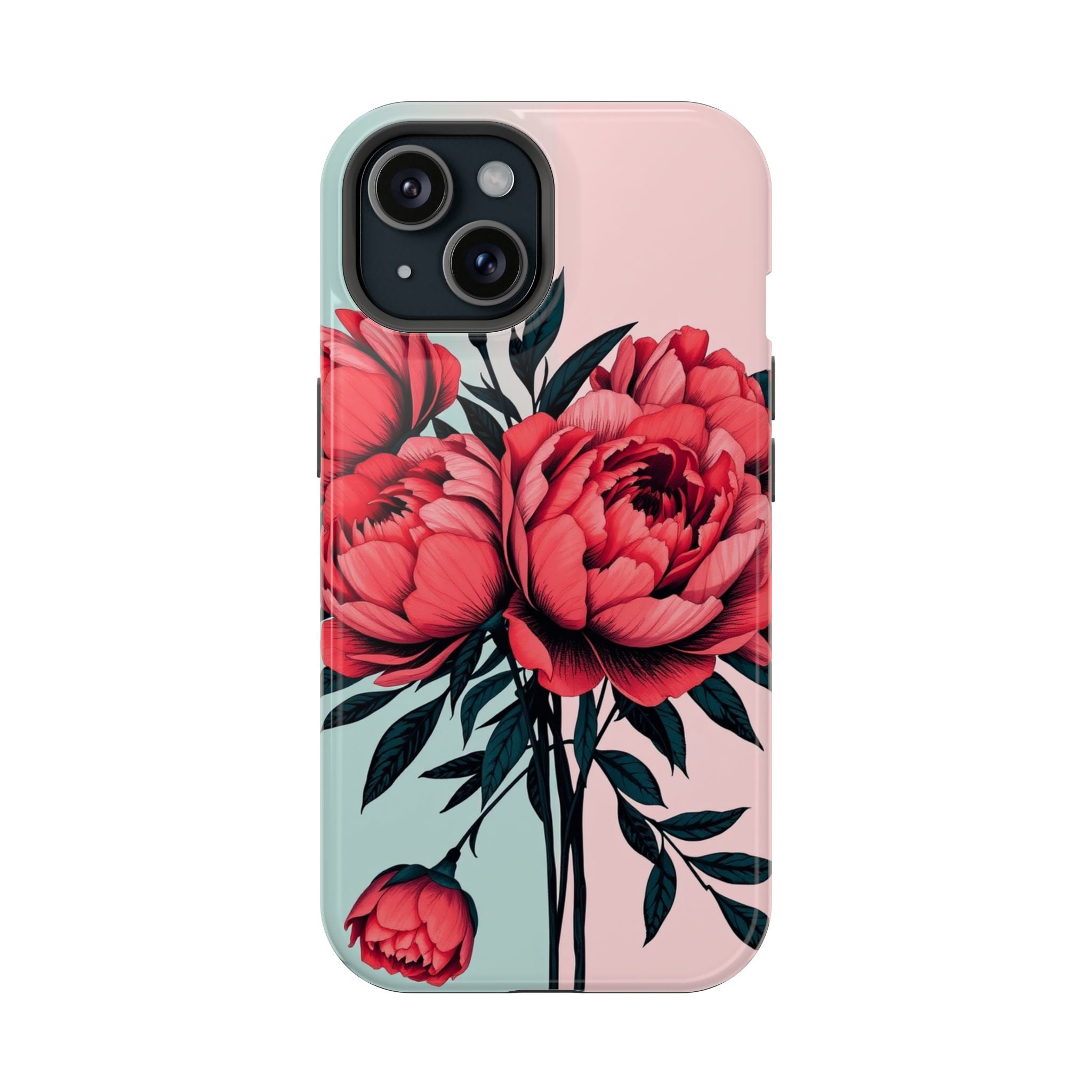 iPhone Teal And Coral Peony Bouquet Artistic Everyday Cas Slim Snap Case · iPhon
