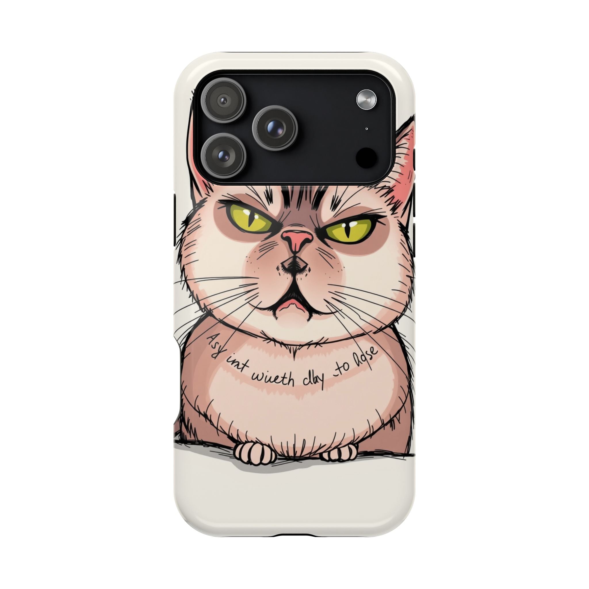 iPhone Sarcastic Cat Verdict Hand-Drawn Sketch Soft Finish Everyday Case · iPhon