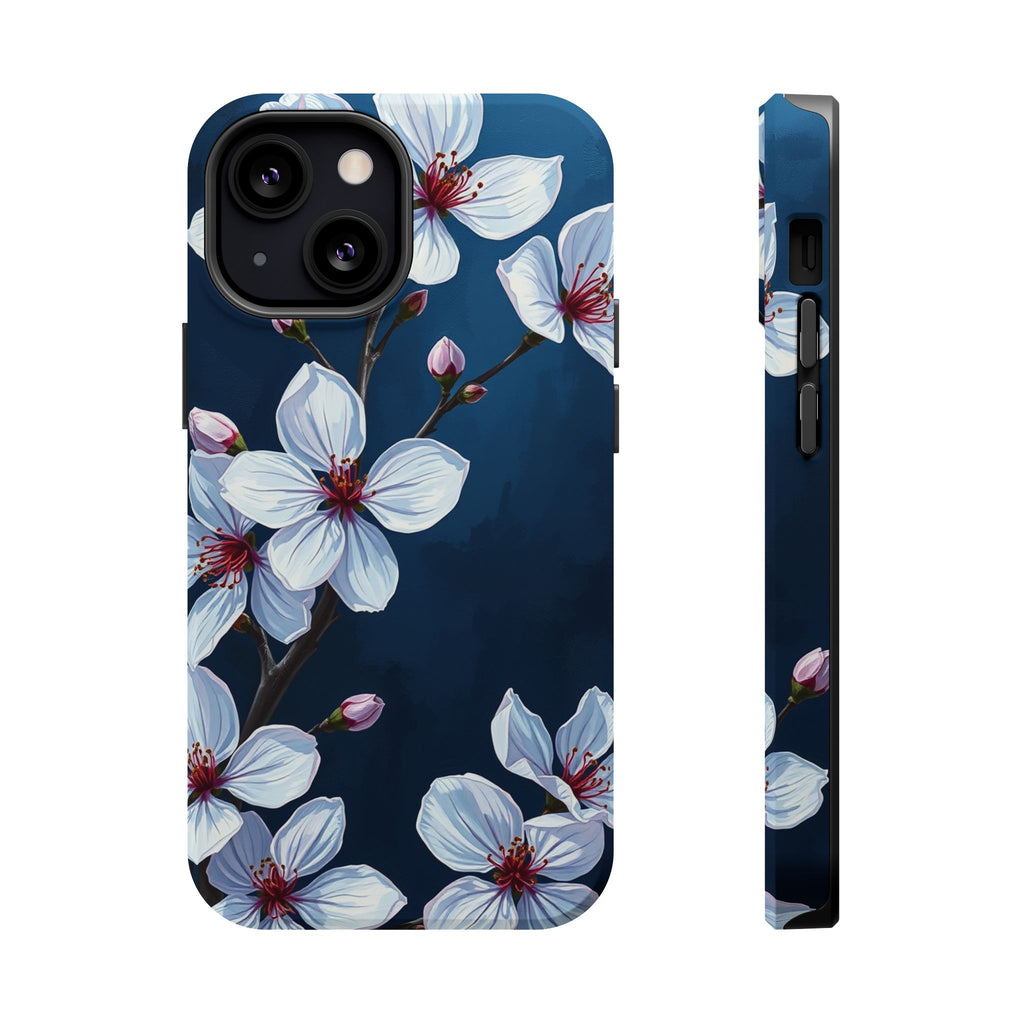 iPhone Midnight Blue And Silver Cherry Blossom Soft iPhone Finish · iPhone Case