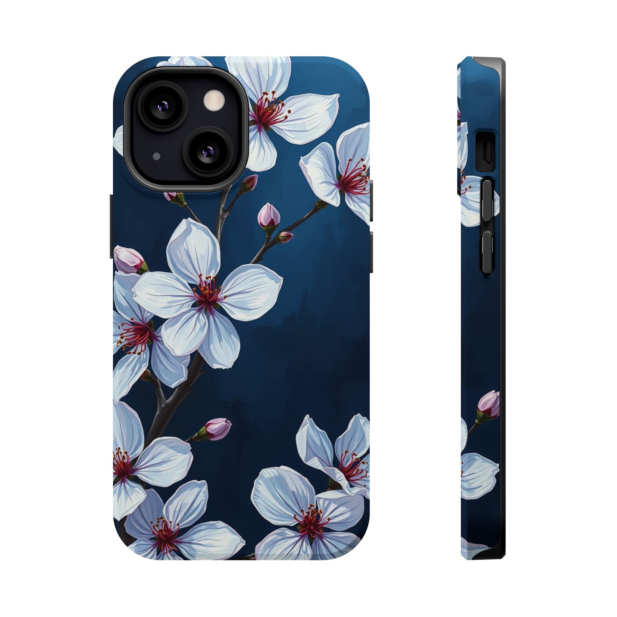 iPhone Midnight Blue And Silver Cherry Blossom Soft iPhone Finish · iPhone Case