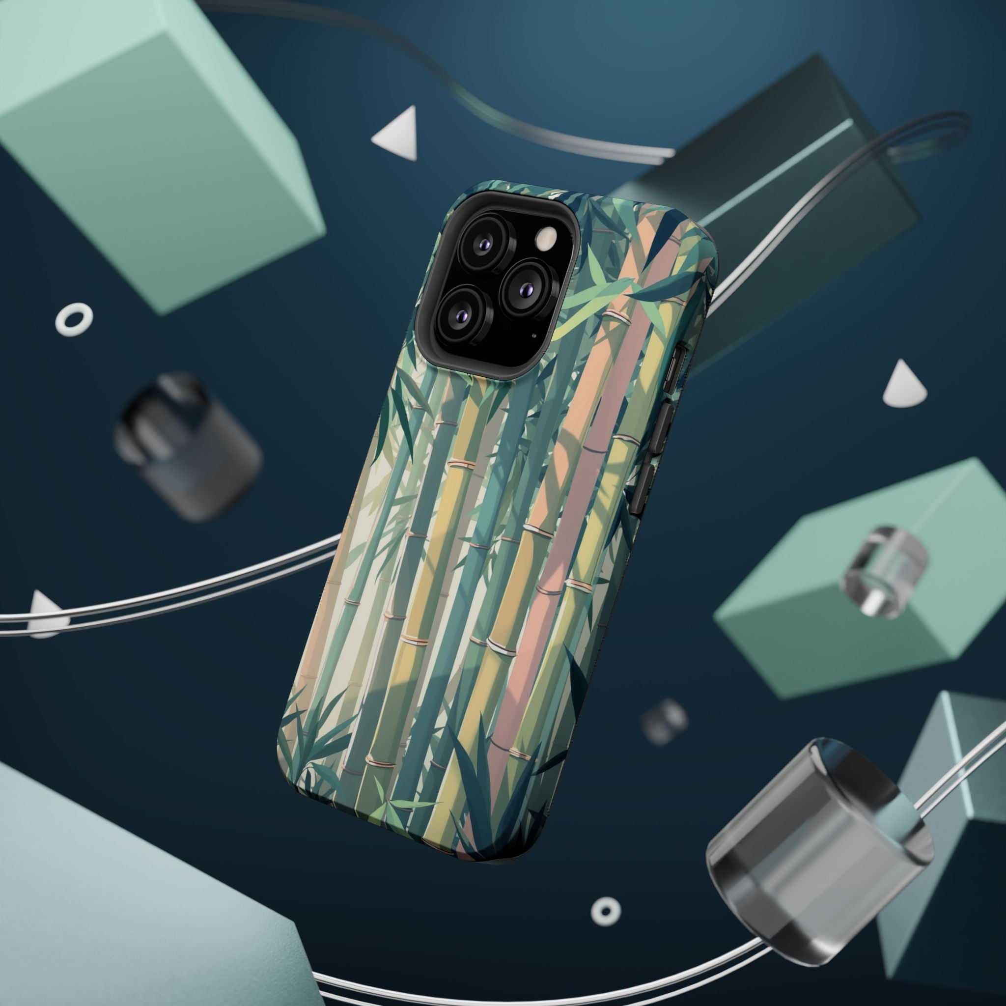 iPhone Mint And Blush Bamboo Grove Bold Modern Everyday Snap Case · iPhone Case