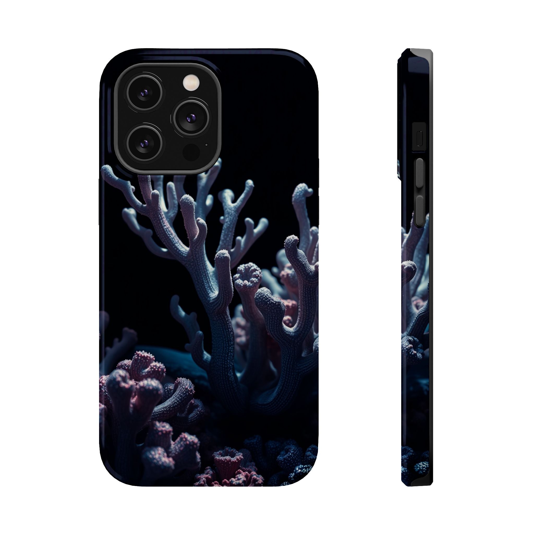 iPhone Midnight Blue And Silver Coral Reef Life Soft iPhone Finish · iPhone Case