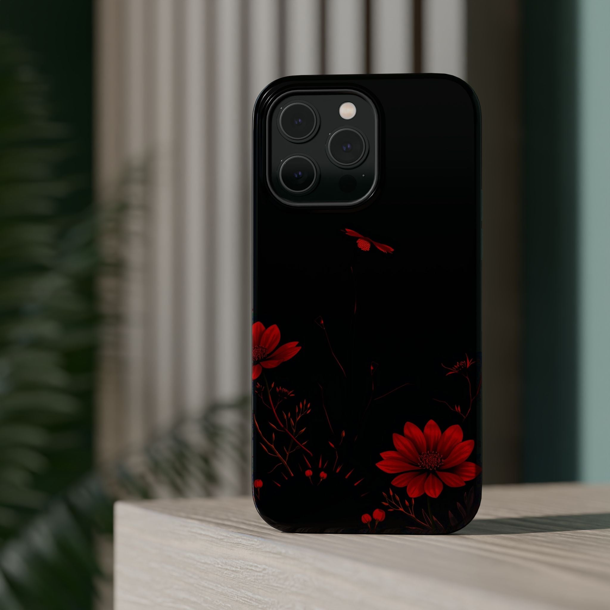 iPhone Black And Crimson Desert Flower Slim Everyday Designer Case · iPhone Case