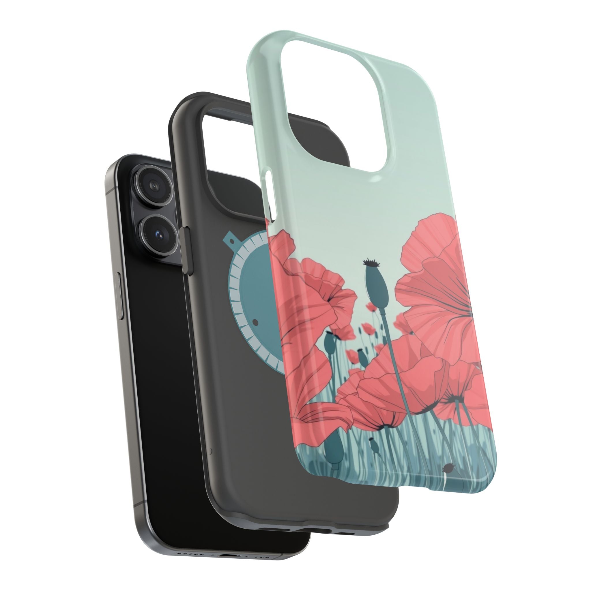 iPhone Mint And Blush Poppy Field Bold Modern Everyday Snap Case · iPhone Case