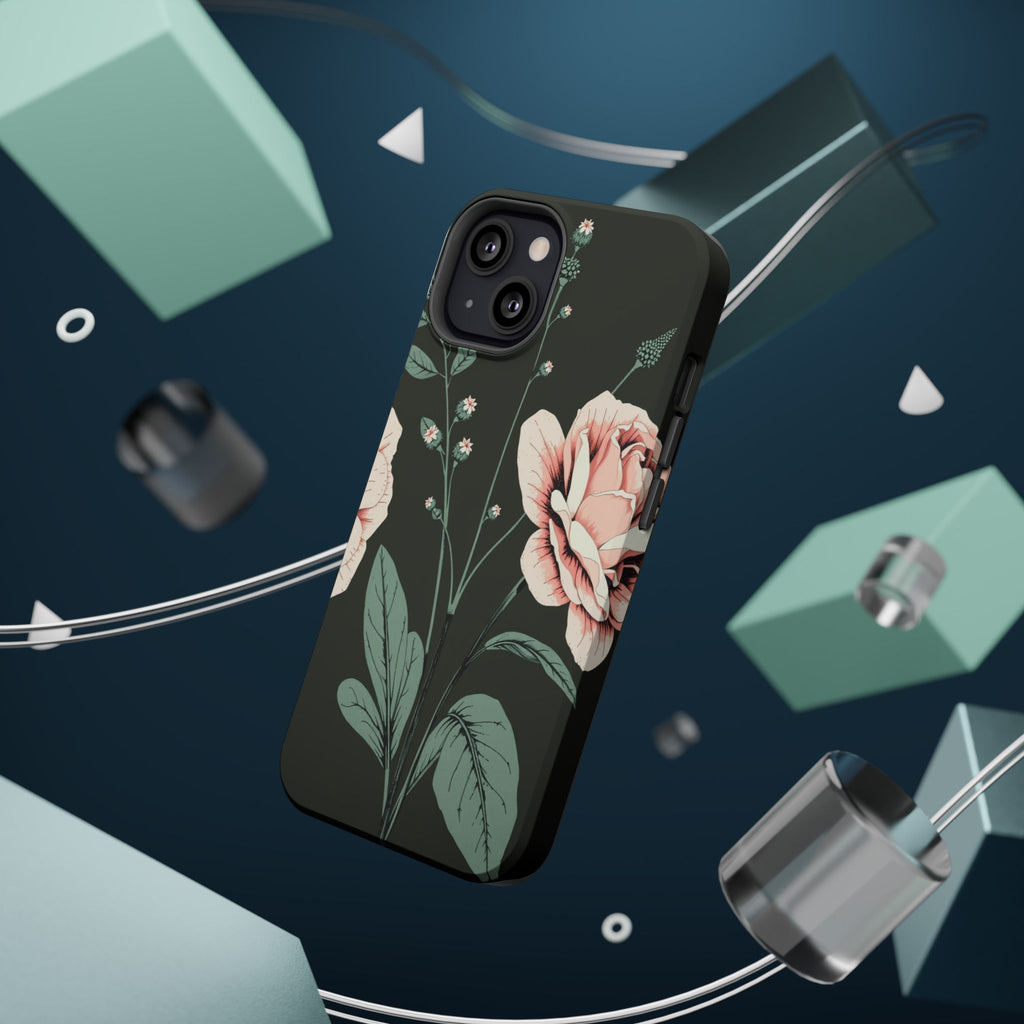 iPhone Mint And Blush Vintage Botanical Print Slim Everyday Designer Case · iPho