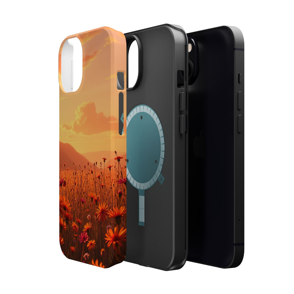 iPhone Sunset Amber And Peach Wildflower Field Soft iPhone Finish · iPhone Case
