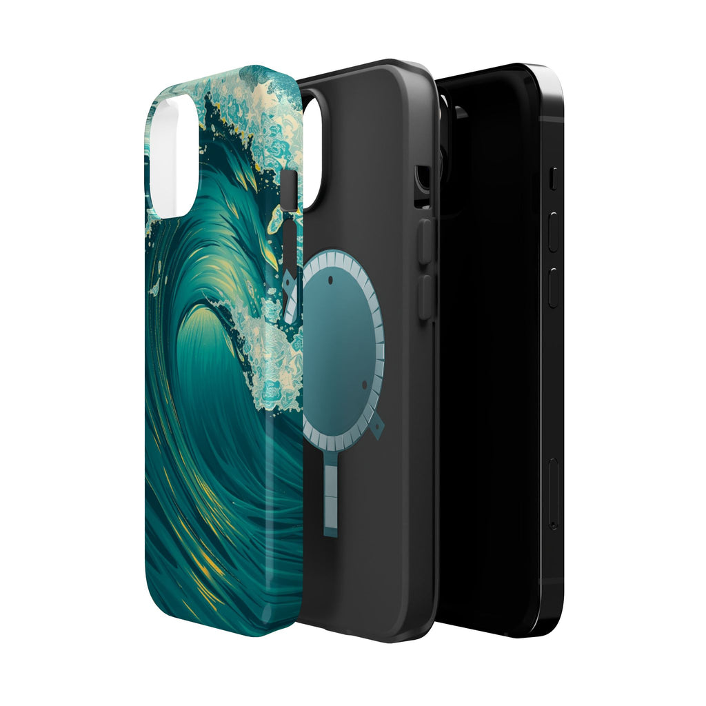 iPhone Emerald Green And Gold Ocean Wave Crash Soft iPhone Finish · iPhone Case