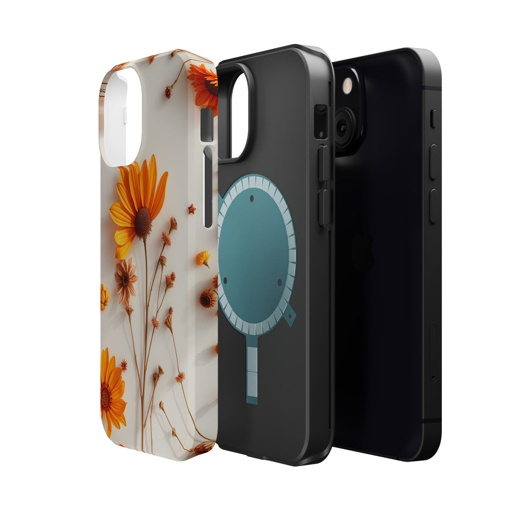 iPhone Mustard And Rust Dried Flower Flat Lay Carry Case Slim Snap Case · iPhone