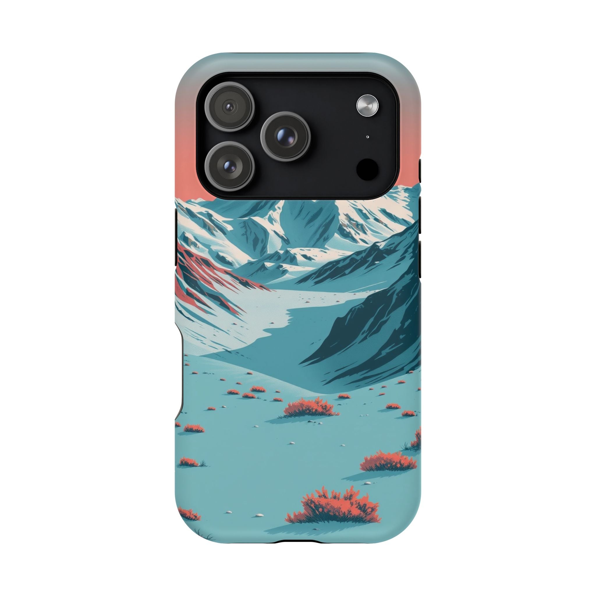 iPhone Teal And Coral Arctic Tundra Slim Everyday Designer Case · iPhone Case