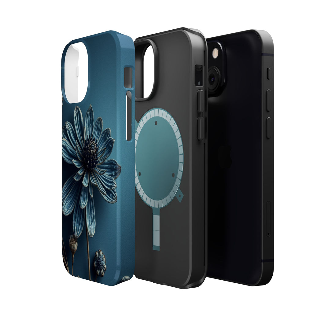 iPhone Midnight Blue And Silver Dried Flower Flat Lay iPhone 15 · iPhone Case