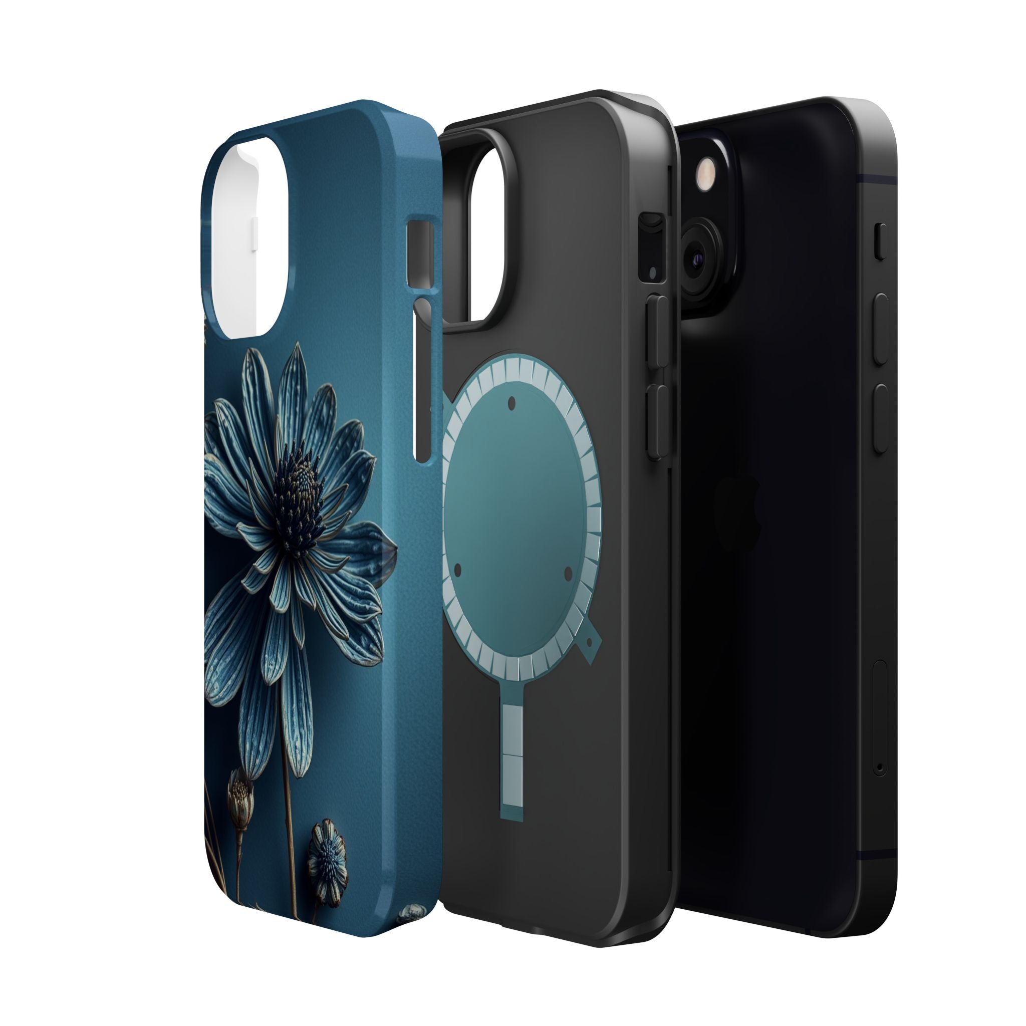iPhone Midnight Blue And Silver Dried Flower Flat Lay iPhone 15 · iPhone Case