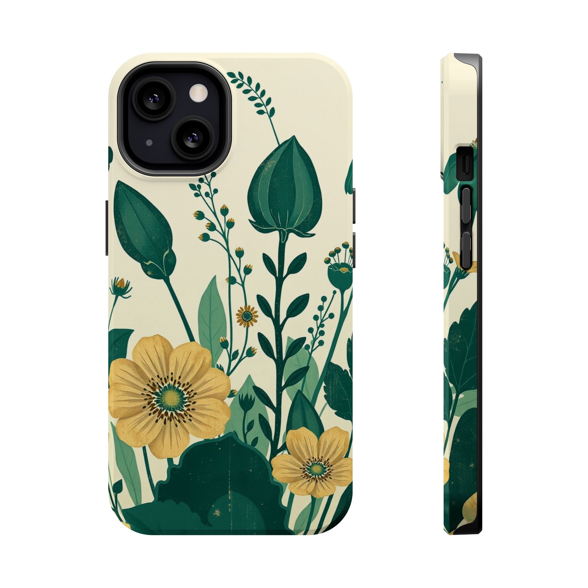 iPhone Emerald Green And Gold Pressed Botanicals Clean iPhone Minimal · iPhone C