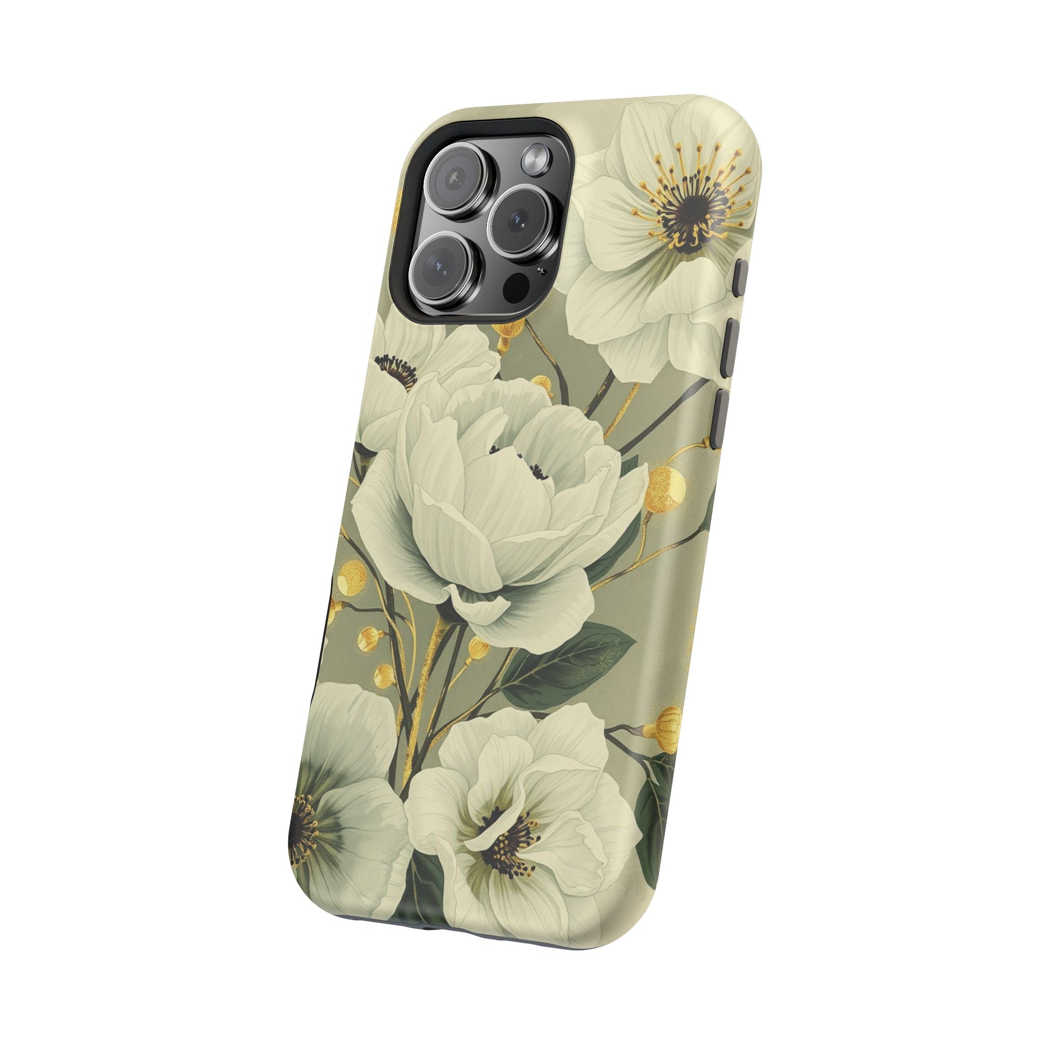 iPhone Sage And Ivory Floral Ink Wash Slim Everyday iPhone 14 Designer · iPhone
