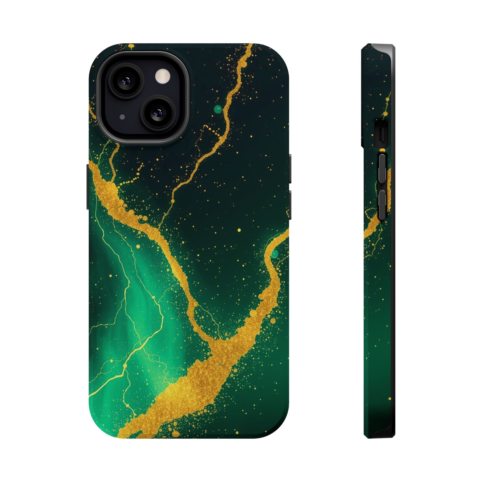 iPhone Emerald Green And Gold Petal Storm Slim iPhone Everyday Designer · iPhone