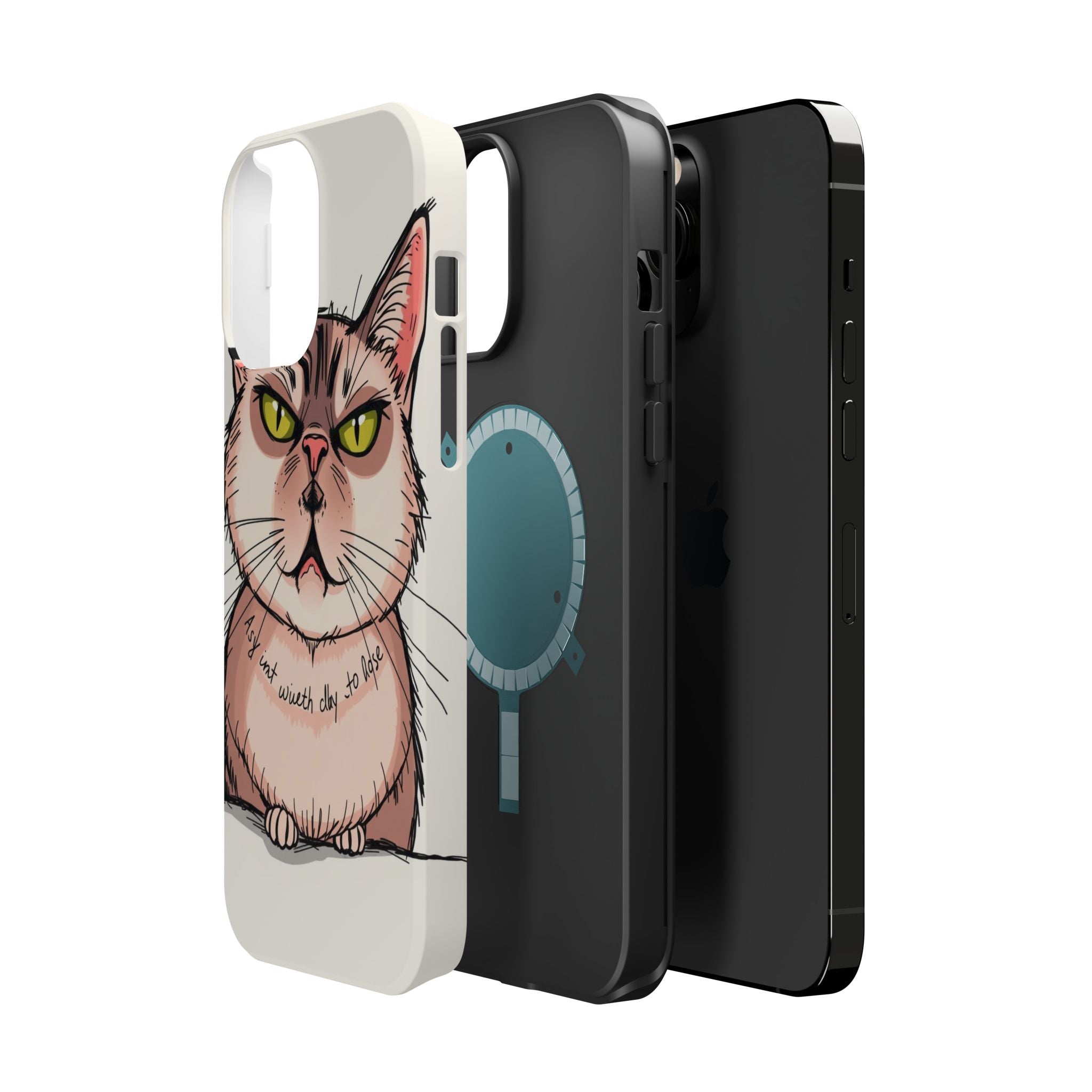 iPhone Sarcastic Cat Verdict Hand-Drawn Sketch Soft Finish Everyday Case · iPhon