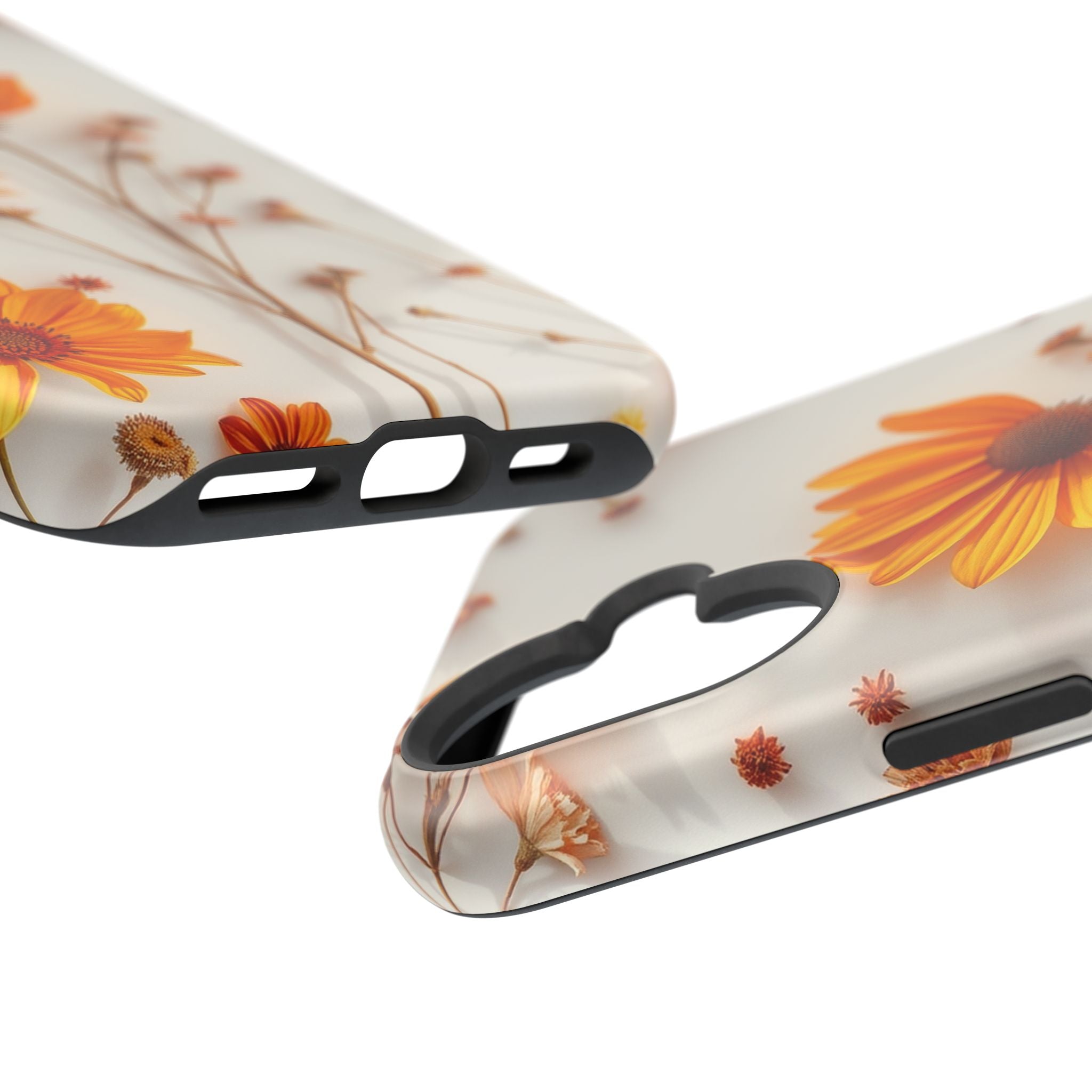 iPhone Mustard And Rust Dried Flower Flat Lay Carry Case Slim Snap Case · iPhone