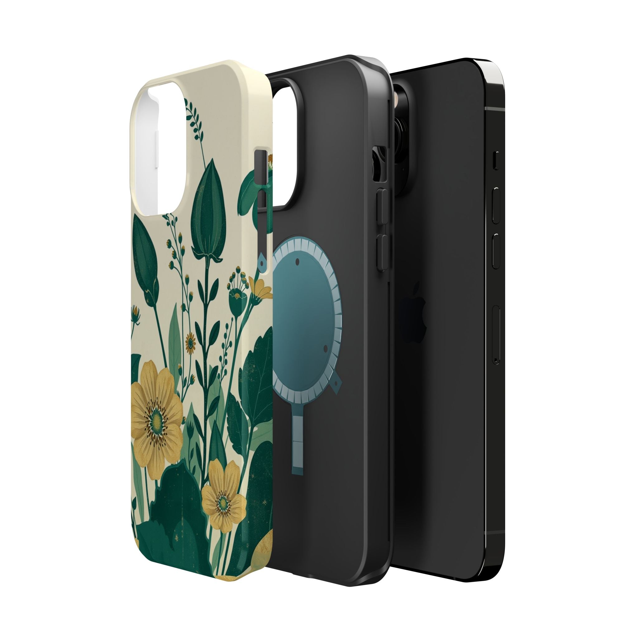 iPhone Emerald Green And Gold Pressed Botanicals Clean iPhone Minimal · iPhone C