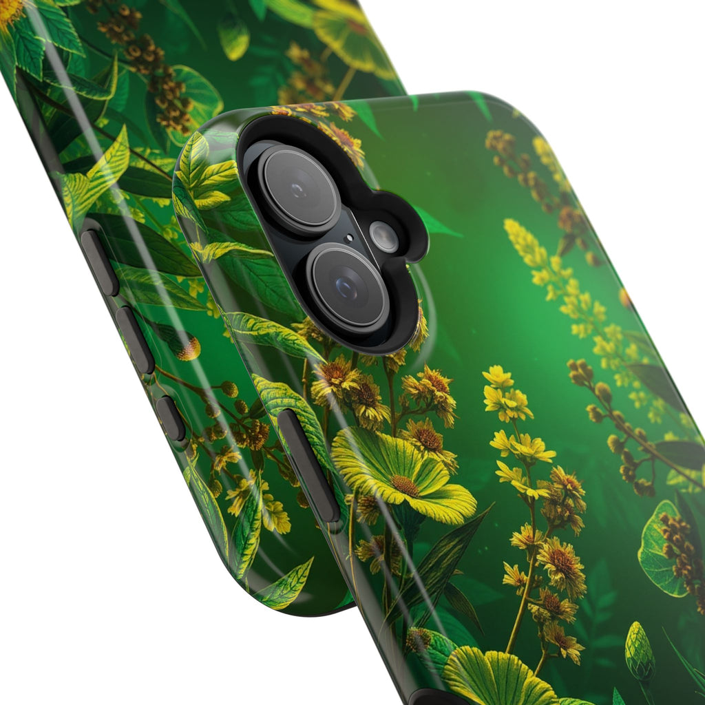 iPhone Emerald Green And Gold Vintage Botanicals Print Slim Snap Case · iPhone C