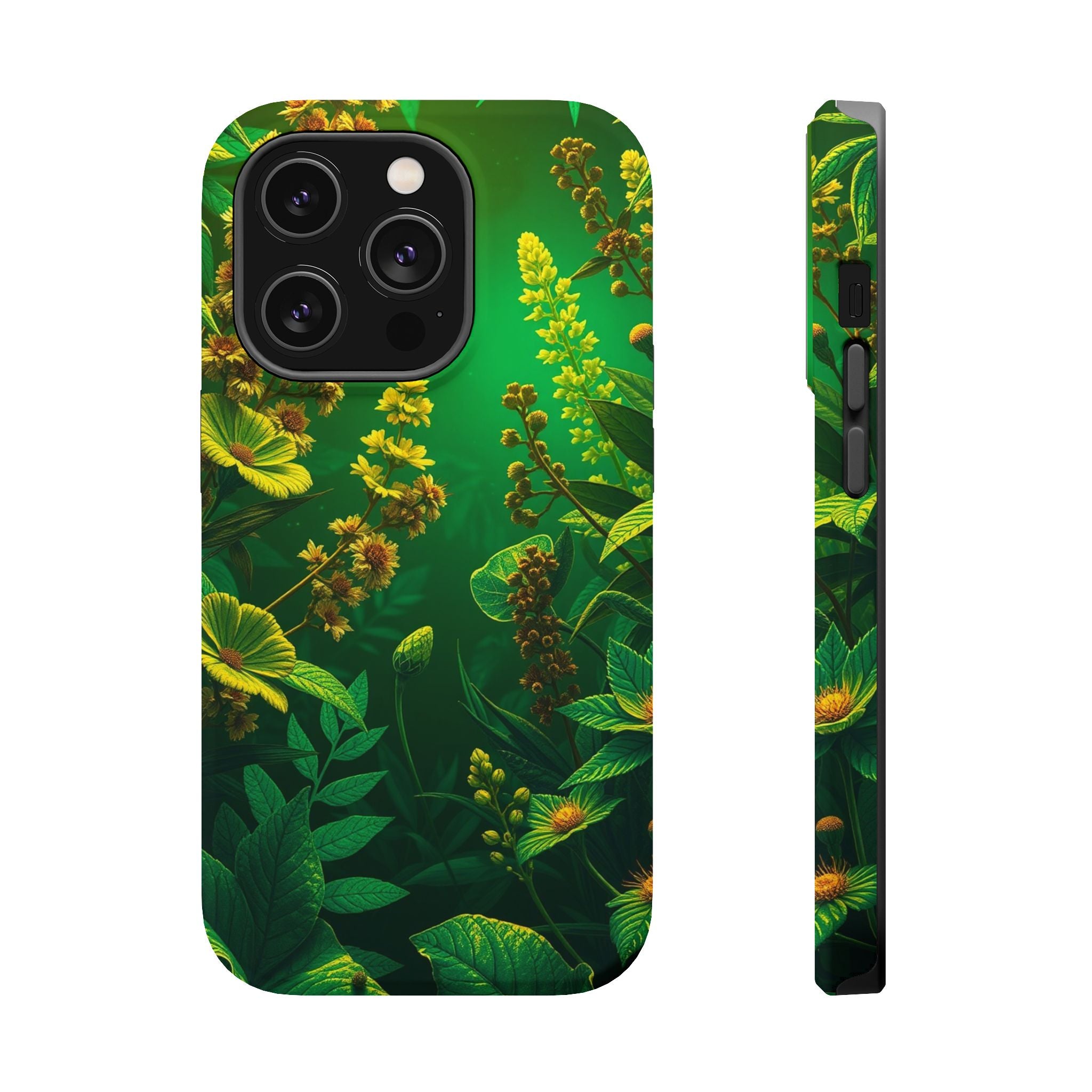 iPhone Emerald Green And Gold Vintage Botanicals Print Slim Snap Case · iPhone C