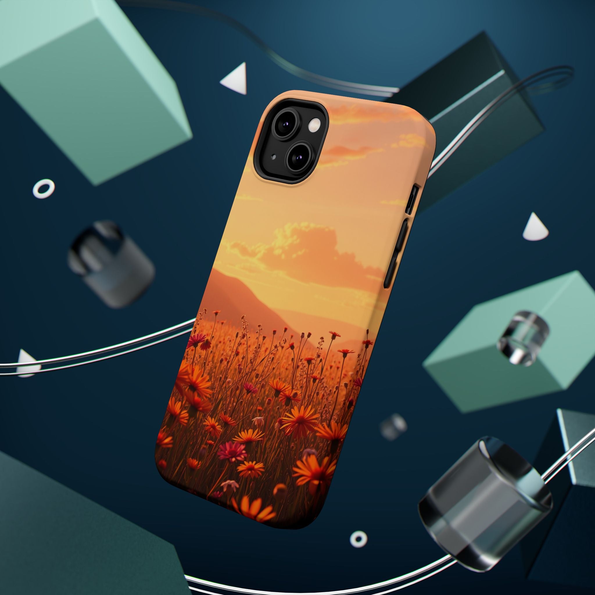 iPhone Sunset Amber And Peach Wildflower Field Soft iPhone Finish · iPhone Case