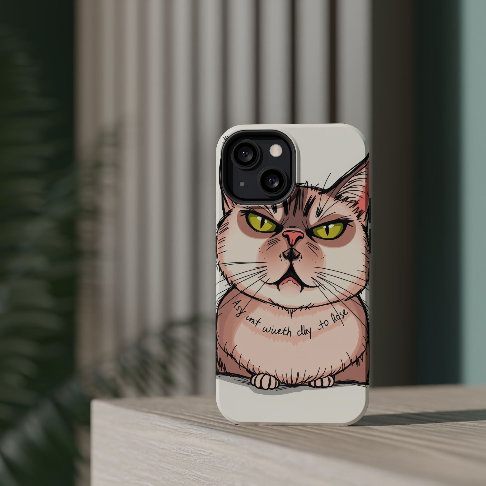 iPhone Sarcastic Cat Verdict Hand-Drawn Sketch Soft Finish Everyday Case · iPhon