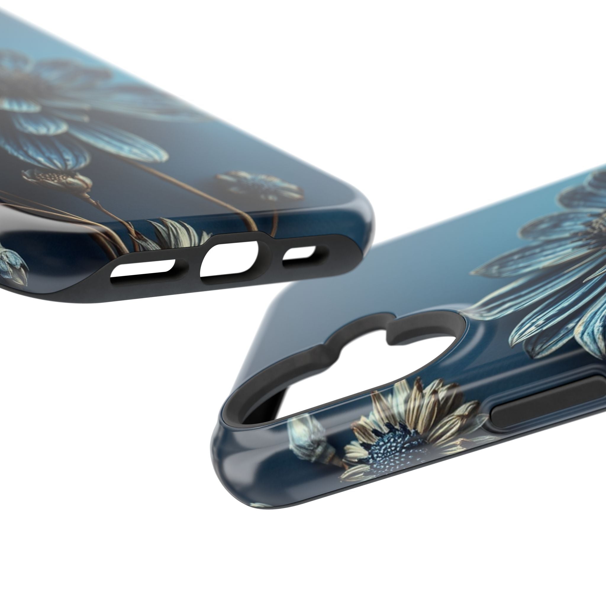 iPhone Midnight Blue And Silver Dried Flower Flat Lay iPhone 15 · iPhone Case